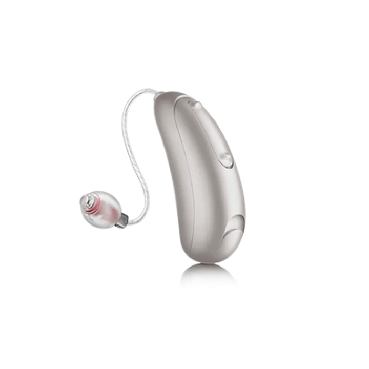 Aparelho auditivo Argosy retroauricular discreto, cor bege